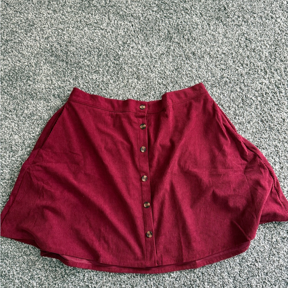Elegant Burgundy Button-Down A-Line Skirt
